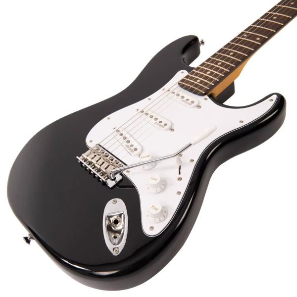 Vintage E-Gitarre V6BB Reissued Boulevard Black mit Kabel