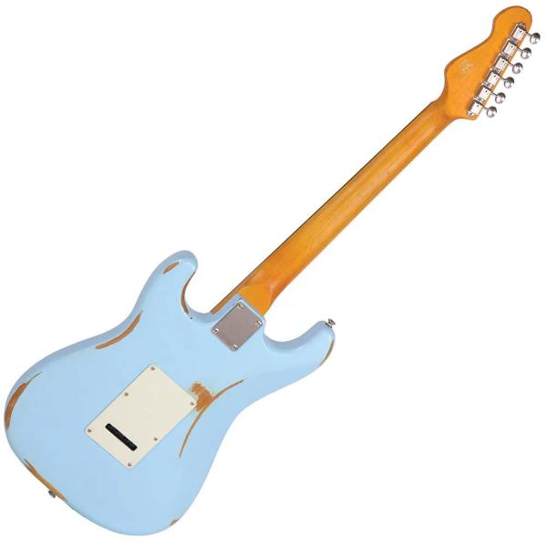 Vintage E-Gitarre V6MRLB Icon Distressed Blue mit Tasche und Kabel