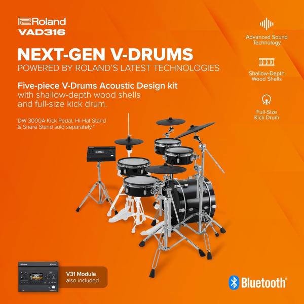 Roland E-Drum VAD316 elektronisches Schlagzeug mit Hardware