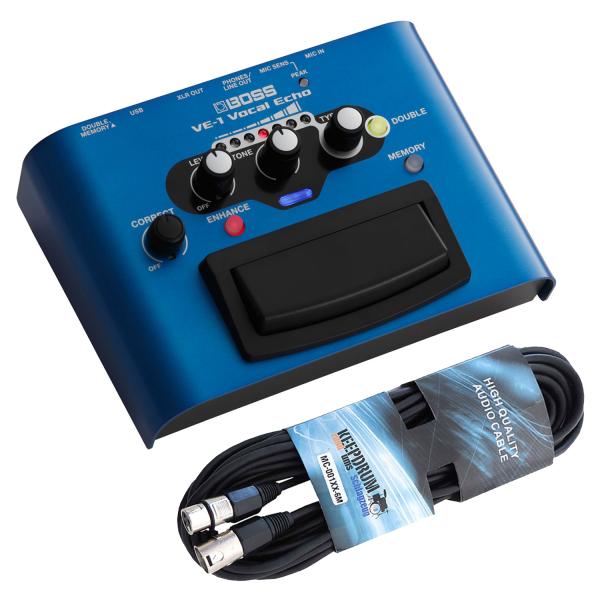 Boss Effektgerät VE-1 Vocal-Echo für Gesang mit XLR-Kabel