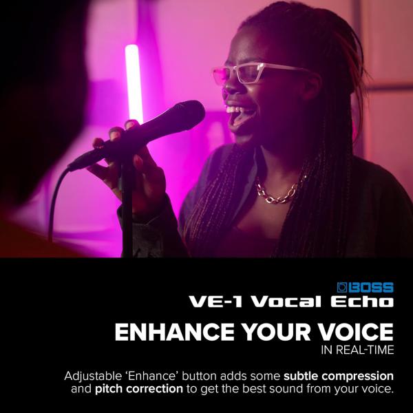 Boss Effektgerät VE-1 Vocal-Echo für Gesang mit XLR-Kabel