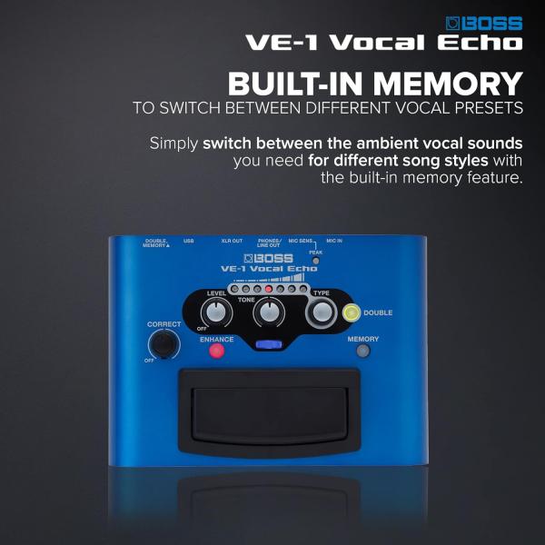 Boss Effektgerät VE-1 Vocal-Echo für Gesang mit XLR-Kabel