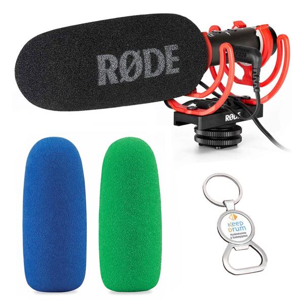 Rode Videomic NTG mit WS-Chroma Windschutz 2 Pack und Flaschenöffner
