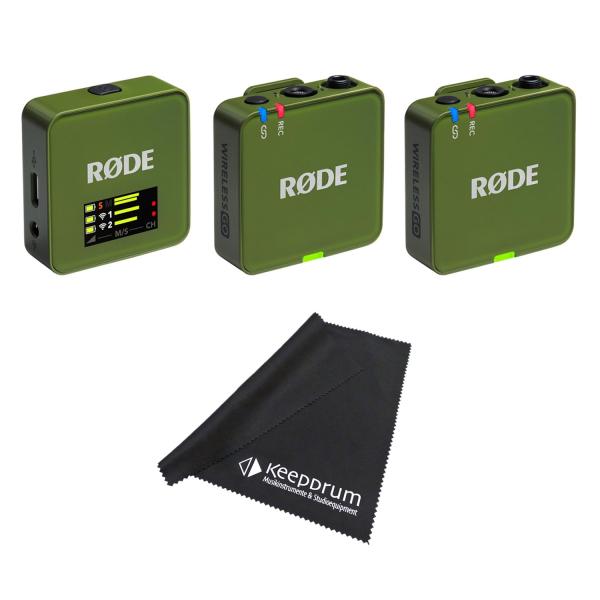 Rode Mikrofon-Funksystem Wireless GO Gen 3 Moss Khaki mit Tuch