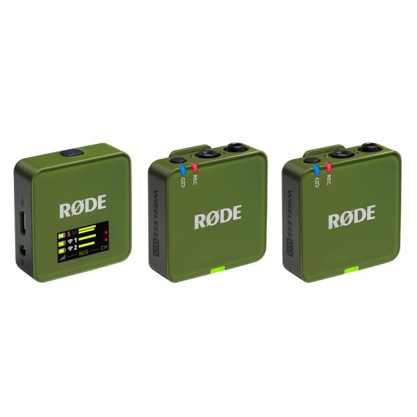 Rode Wireless GO Gen 3 Moss Khaki mit 2x Lavalier GO und 2x WS05