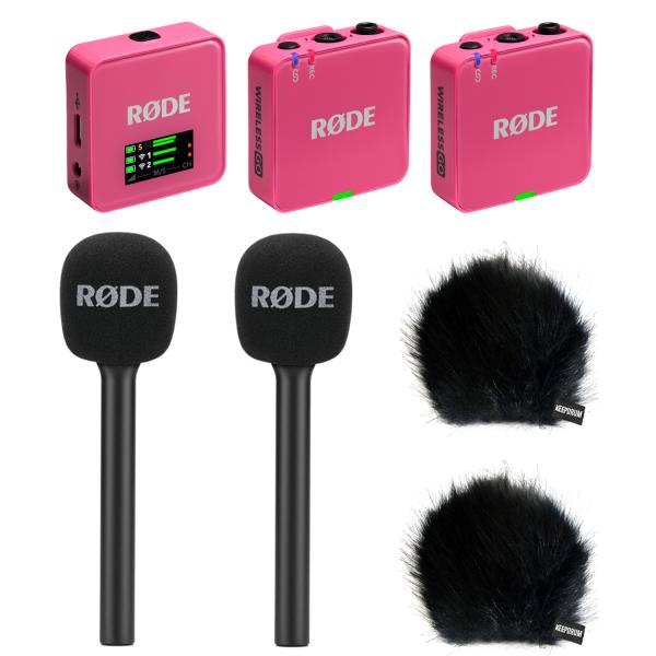 Rode Mikrofon-Funksystem Wireless GO Gen 3 Pink Interview Set 2 BK