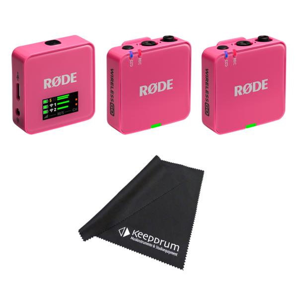 Rode Mikrofon-Funksystem Wireless GO Gen 3 Pink mit Tuch