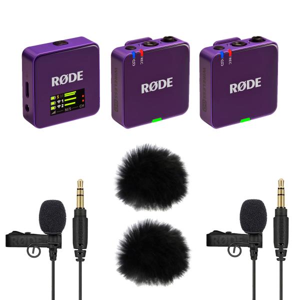 Rode Wireless GO Gen 3 Lila mit 2x Lavalier GO und 2x WS05