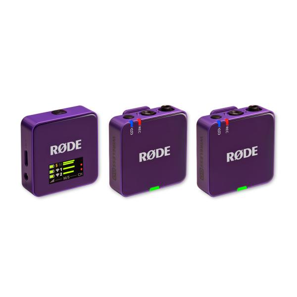 Rode Wireless GO Gen 3 Lila mit 2x Lavalier GO und 2x WS05