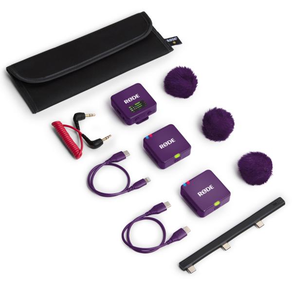 Rode Wireless GO Gen 3 Lila mit 2x Lavalier GO und 2x WS05