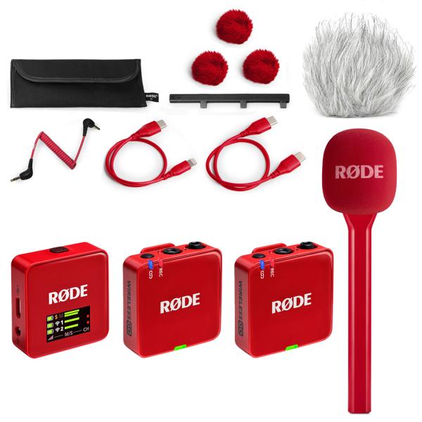 Rode Mikrofon-Funksystem Wireless GO Gen 3 Interview Set Rot