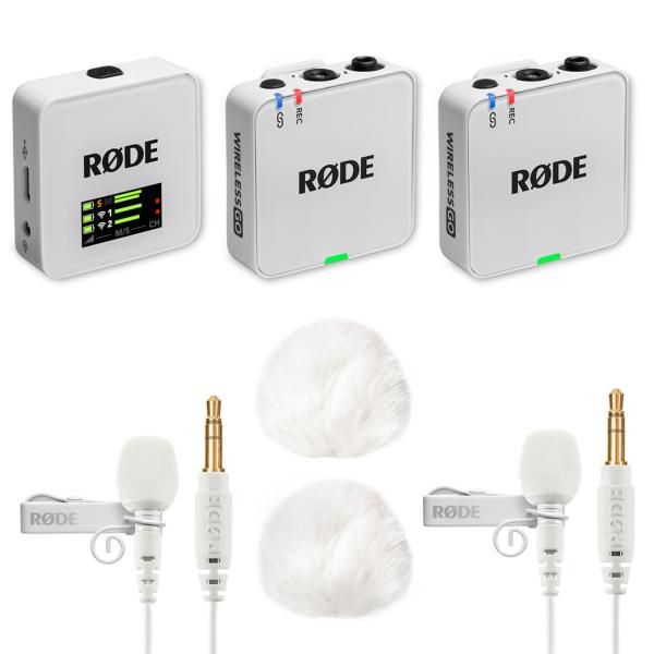 Rode Wireless GO Gen 3 Weiss mit 2x Lavalier GO WH und 2x WS05 WH