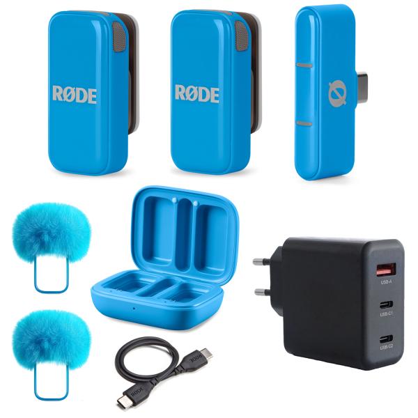 Rode Wireless Micro Drahtloses Mikrofon-System USB-C Blau mit Netzteil