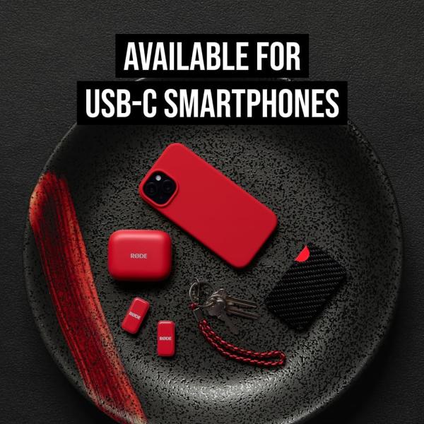 Rode Wireless Micro Drahtloses Mikrofon-System USB-C Rot mit Soft-Case
