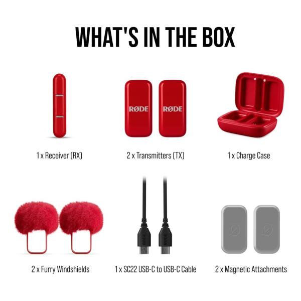 Rode Wireless Micro Drahtloses Mikrofon-System USB-C Rot mit Soft-Case
