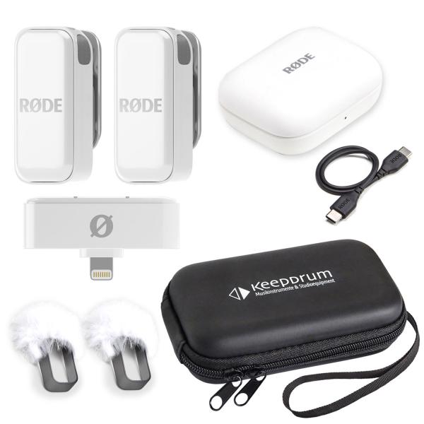 Rode Wireless Micro Drahtloses Mikrofon Lightning Weiss mit Soft-Case
