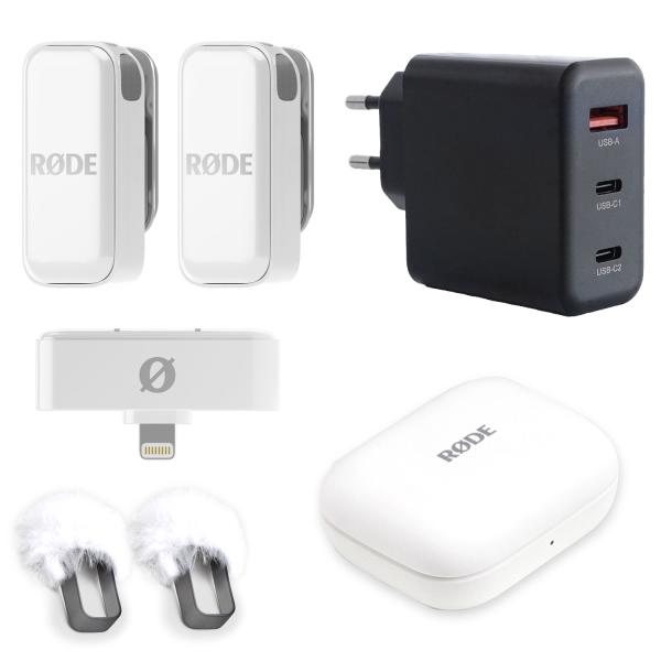 Rode Wireless Micro Drahtloses Mikrofon Lightning Weiss mit Netzteil