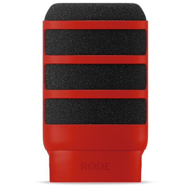 Rode Mikrofon Podmic mit WS14R Popschutz Rot und Kabel