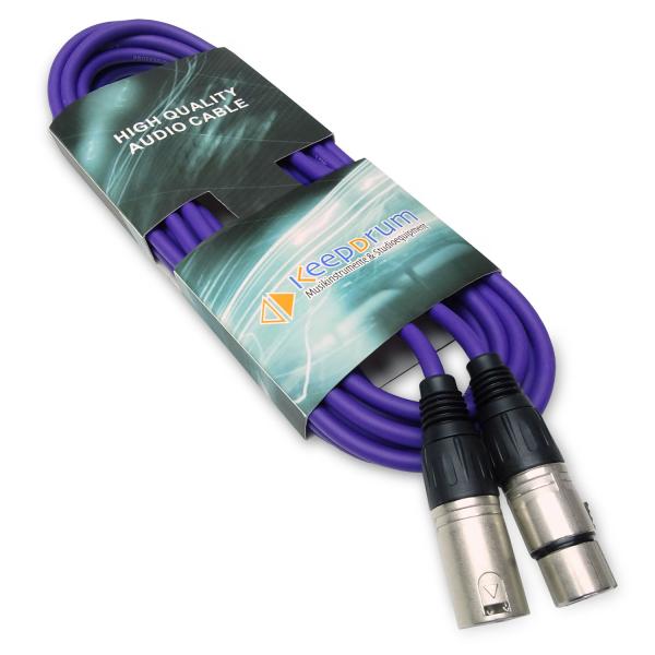 keepdrum Mikrofonkabel XLR 3-polig 10m Lila 4 Stück