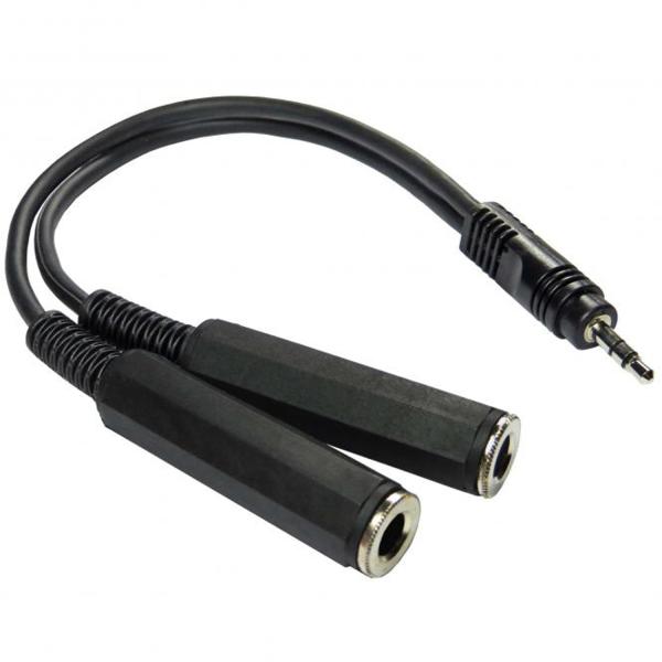 keepdrum YC006 Y-Adapter Klinke Splitter 2x Buchse 6,35mm - 1x Miniklinke-Stecker 3,5mm