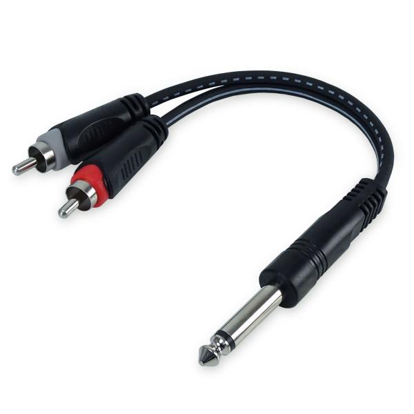 keepdrum YC017 Y-Adapter 6,3mm Mono Klinke zu Stereo RCA Cinch Stecker