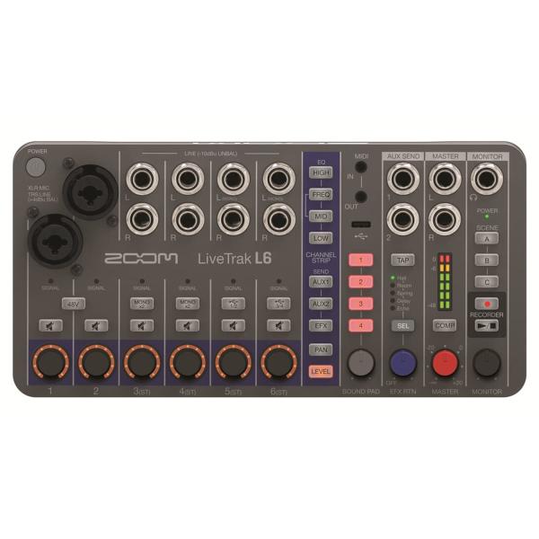Zoom Mischpult LiveTrak L-6 Digitaler Mixer mit Speicherkarte