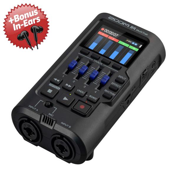 Zoom R4 MultiTrak mobiler Audio-Recorder + Bonus In-Ear Kopfhörer