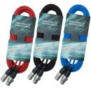 keepdrum DMX Kabel Set Rot Blau Schwarz 10m