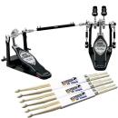 Tama Doppelpedal  HP900PWN Iron Cobra Power Glide mit 3Paar Sticks