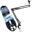 keepdrum NB35 Mikrofonstativ Tisch-Mikrofonarm mit 6m XLR Kabel