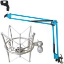 keepdrum NB35 BL Blau Gelenkarm mit MS089SV Mikrofon Spinne