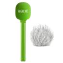 Rode Handadapter Interview GO Grün mit Fell-Windschutz