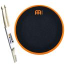 Meinl Practice Pad MMP12OR 12 Zoll mit Schlagzeugstöcken 1 Paar