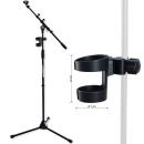 keepdrum Mikrofonständer MS106 BK mit Getränkehalter