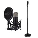Rode Studio-Mikrofon NT1 Signature Black mit Einhand-Mikrofonständer
