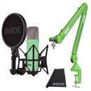 Rode Mikrofon NT1 Signature Grün mit PSA1+ Gelenkarm Grün und Tuch