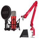 Rode Mikrofon NT1 Signature Rot mit PSA1+ Gelenkarm Rot und Tuch