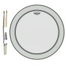 Remo Powerstroke 3 Clear Tom Fell 18 Zoll mit Drumsticks 1 Paar