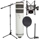 Rode Podcaster mit Popschutz mit Spinne und Stativ