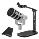 Rode Mikrofon Podmic USB Weiss mit DS-3 Tisch-Stativ und Tuch