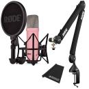 Rode NT1 Signature Pink Studio-Mikrofon Rosa mit PSA-1+ Plus Gelenkarm-Stativ Schwarz