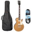 Vintage E-Gitarre V100GT Reissued Gold Top mit Tasche und Kabel