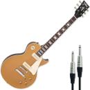 Vintage E-Gitarre V100GT Reissued Gold Top mit Kabel