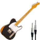 Vintage E-Gitarre V59MRBK Icon Distressed Black mit Kabel