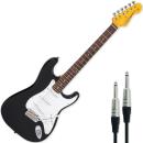 Vintage E-Gitarre V6BB Reissued Boulevard Black mit Kabel