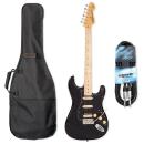 Vintage E-Gitarre V6HMBB Reissued Boulevard Black mit Tasche und Kabel