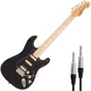 Vintage E-Gitarre V6HMBB Reissued Boulevard Black mit Kabel