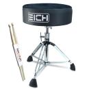 Eich Hocker DBC400R-SEL Subwoofer-Hocker Velours Extra Low mit Drumsticks